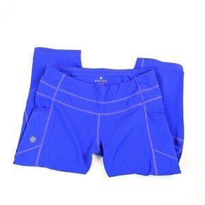 Athleta Purple Crop Ruched Zipped Pockets Mid Rise Leggings Women extra small xs